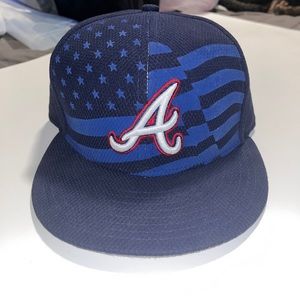 Atlantic Braves, American Flag ￼New Era, Authentic Performance Headwear 7 1/2